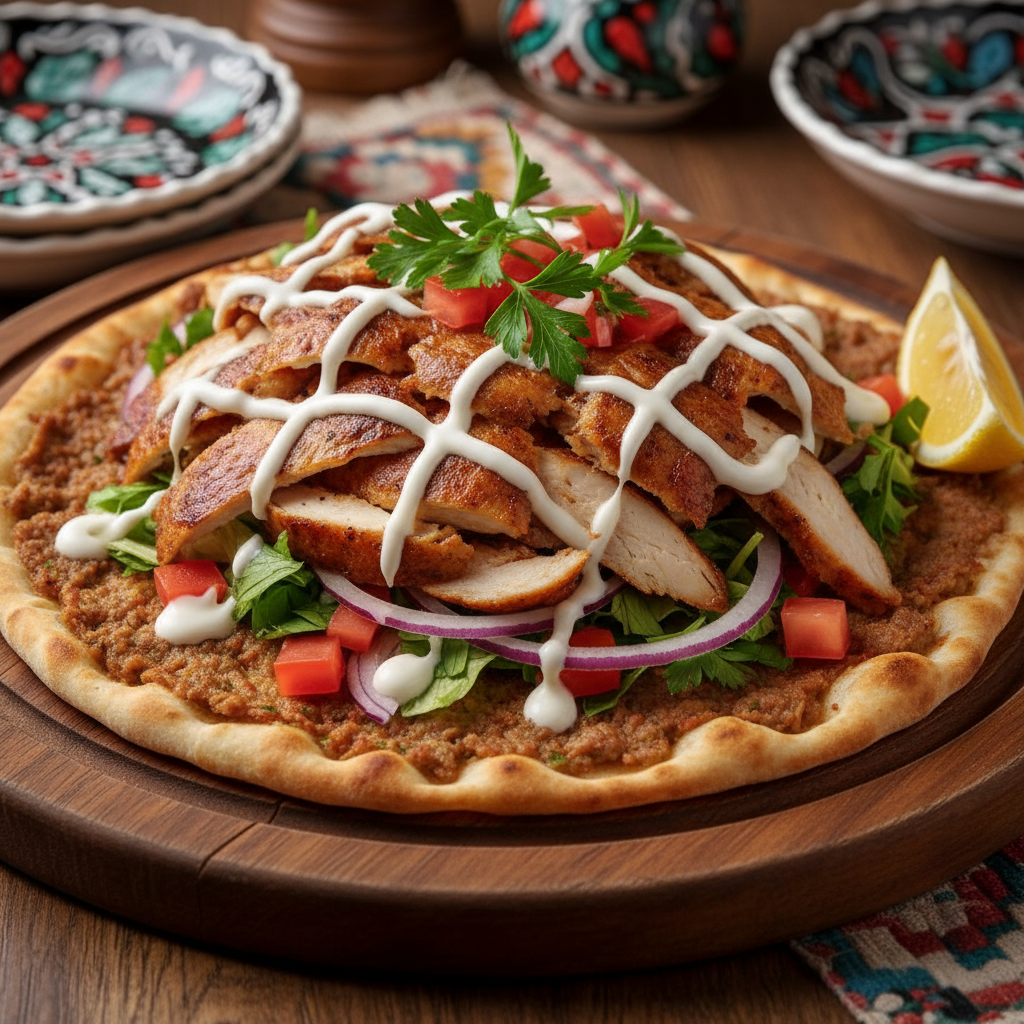 Lahmacun mit Tavuk Döner